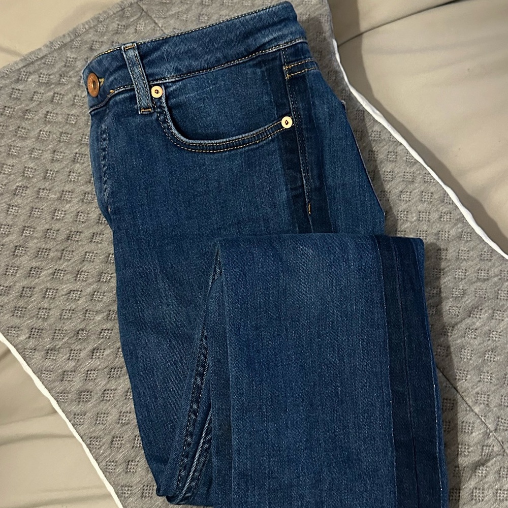 High Rise Straight Crop Leg Stripe Jamie Jeans